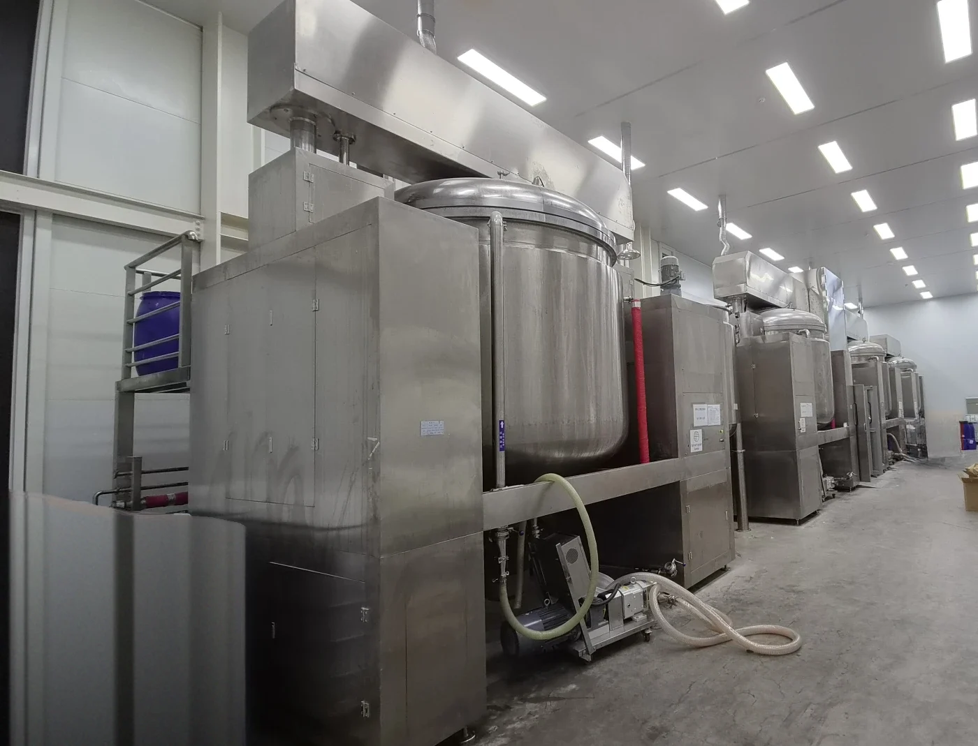 Homo-mixer line in the manufacturing room